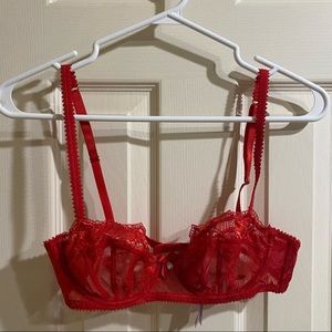 savage x fenty mosaic lace balconette bra red